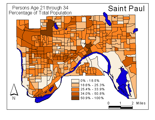 Age Map: 21 through 34