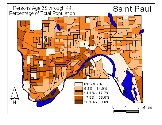 Age Map: 35 through 44