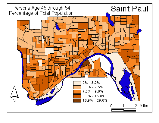 Age Map: 45 through 54