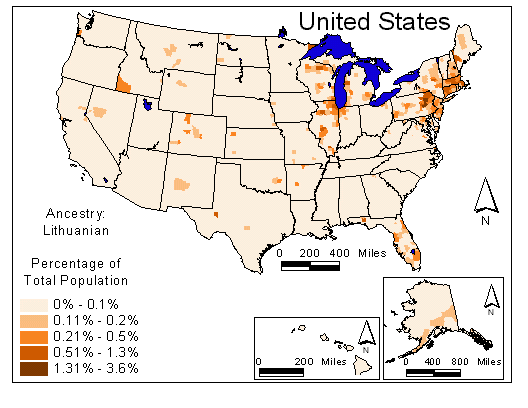 Map of Lithuanian Ancestry